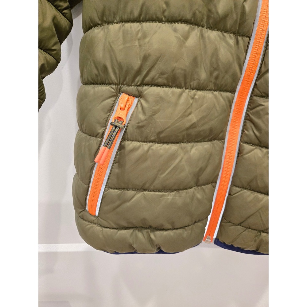 Mini Boden Kids Olive Green Packable Puffer Jacket Hooded Orange Zip 10-11 Years - Picture 3 of 11
